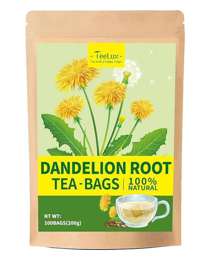 TeeLux Dandelion Root Tea Bags, Premium Raw Dandelion Root Tea, Smooth Taste, Caffeine Free, 100 Count - Bloomnest