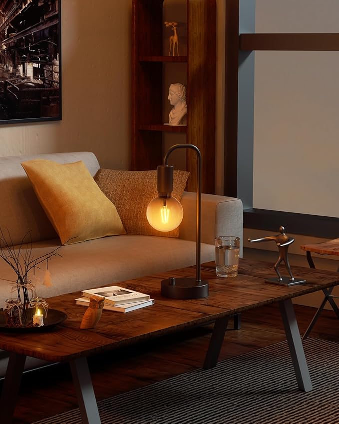 ONEWISH Industrial Table Lamp for Bedroom, Fully Dimmable Modern Bedside Lamps with 2700K Warm Light Bulb for Kids Reading, Minimalist Nightstand Lamps for Living Room, Office (Bulb Included) - Bloomnest