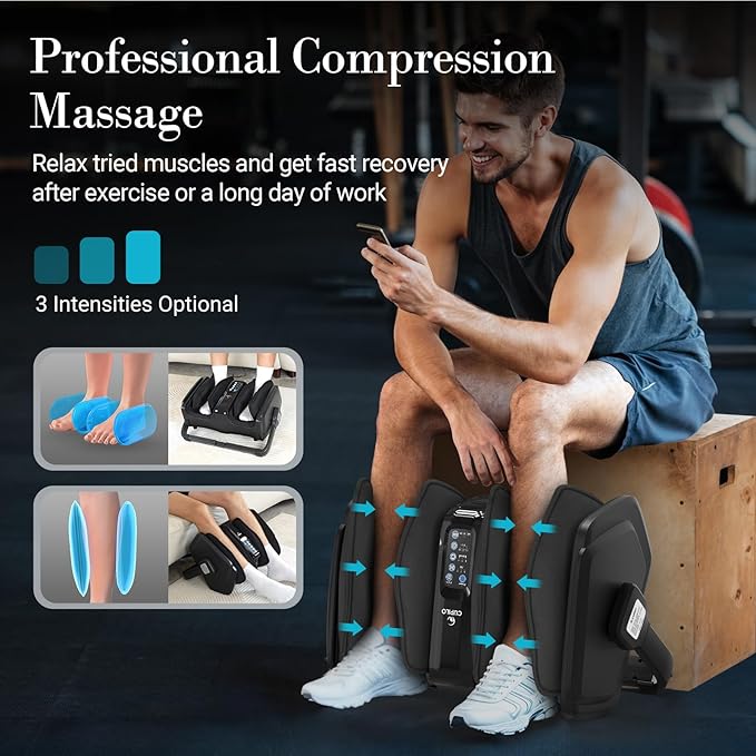 Foot Massager with Heat, FSA HSA Eligible Shiatsu Foot Calf Massager with Remote, Multi-Level Compression Deep Kneading Feet Massage Machine for Neuropathy, Plantar Fasciitis, Circulation - Bloomnest