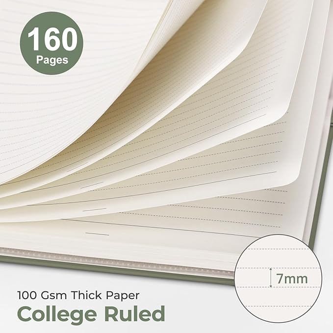 AHGXG Spiral Journal Notebook, 160 Lined Pages, A5 Medium Size (5.7'' x 8.3''), for Men & Women, Journaling, Writing, Work & Office, Hardcover, 100 GSM Thick Paper (Light Green) - Bloomnest