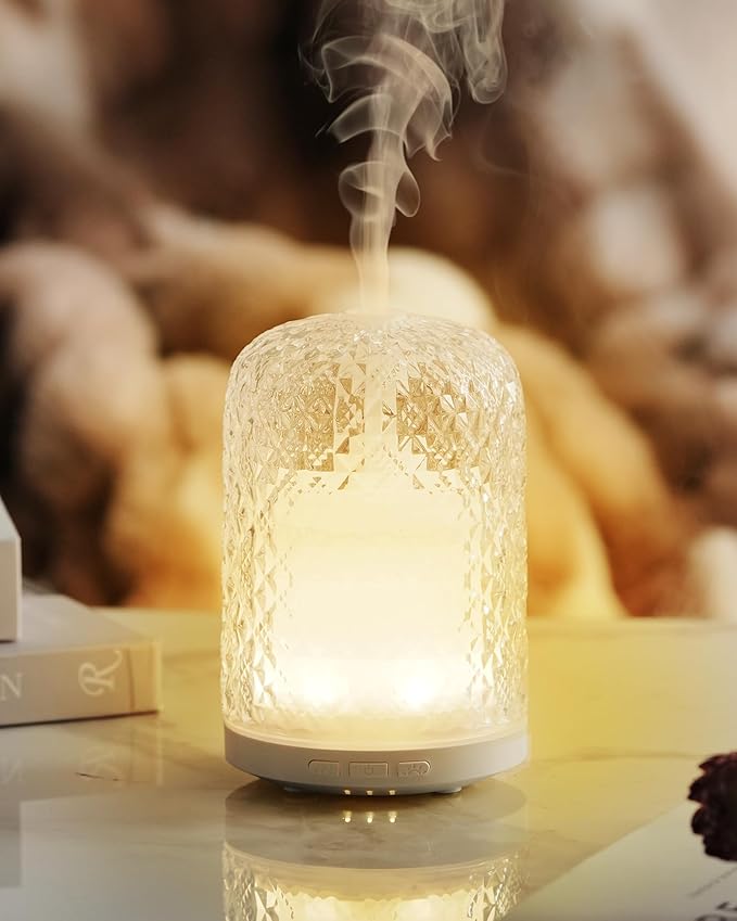 Essential Oil Diffuser – 2.4MHz Ultrasonic Aromatherapy Diffuser, Health Night Light, Timer & Auto Shut-Off, BPA-Free, 120ml Glass Oil Diffuser for Home, Office, Spa, Yoga - Bloomnest