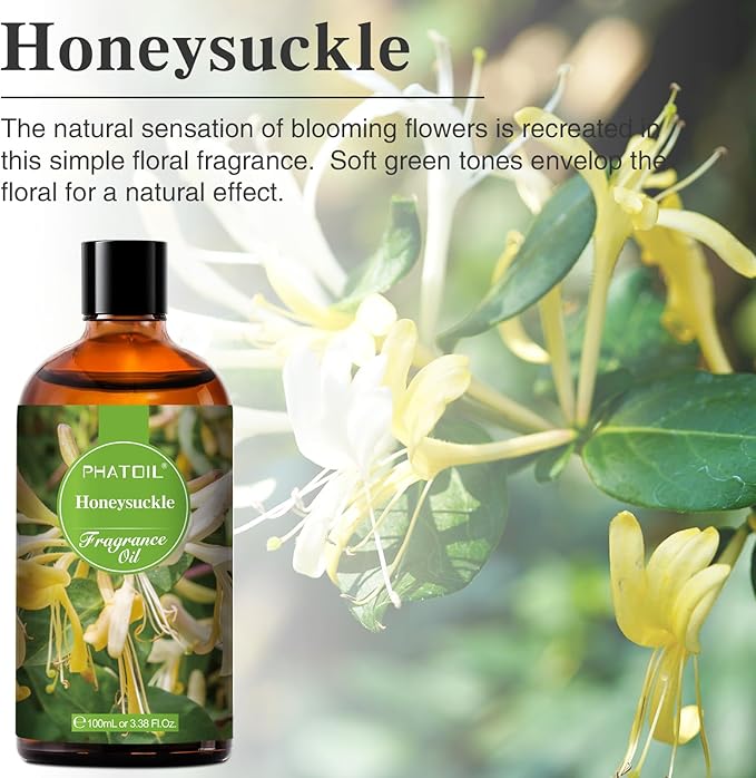 PHATOIL Honeysuckle Fragrance Oils for Aromatherapy, 3.38FL.OZ Diffuser Oils for Home, Perfect for Aromatherapy, Humidifiers, Yoga, DIY Candle and Soap Making - 100ml - Bloomnest