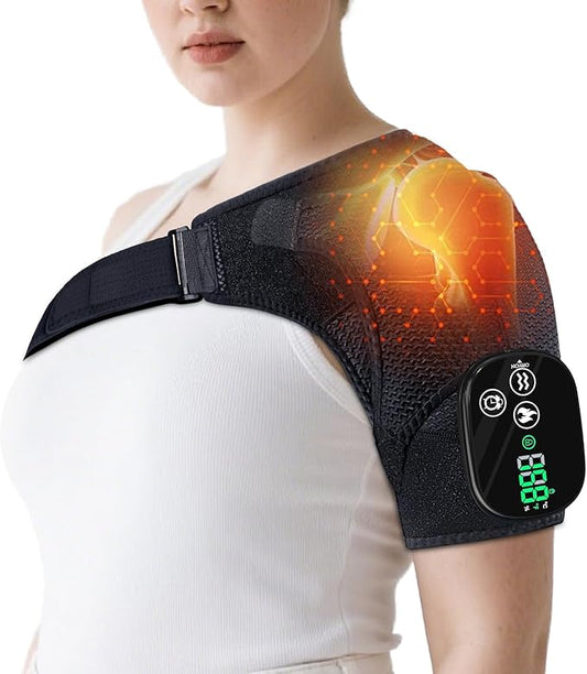 Shoulder Massage with Heating Pad, Cordless Heated Wrap with Vibration, Electric Brace for Shoulder Comfort and Neck Relaxation, Gift for Men and Women - Bloomnest