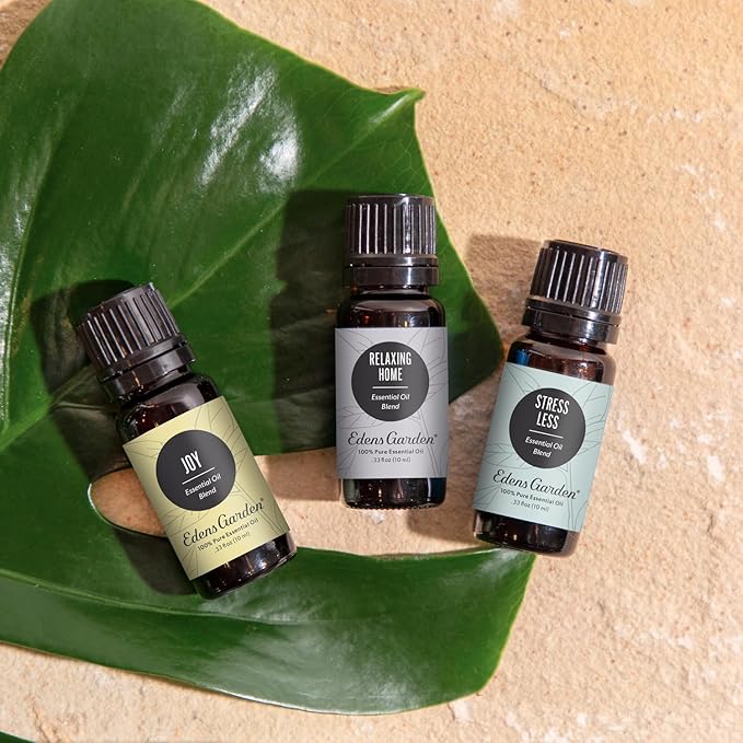 Edens Garden De-Stress Essential Oil 3 Set – 100% Pure Therapeutic Grade Aromatherapy Blends for Relaxation & Stress Relief Gift Set – No Fragrance Oil & Undiluted for Home Diffusers, 10 ml/ 3 Pack - Bloomnest