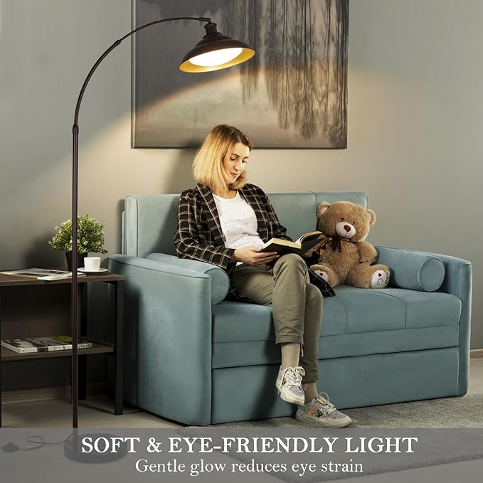 Arc Floor Lamp, Dimmable Dome Floor Lamp with Remote & Foot Switch, Modern Standing Lamp 3000-6500K 25W Integrated LED Bulb, Bronze Tall Lamp Over Couch Lamps for Living Room Bedroom Offices(Bronze) - Bloomnest