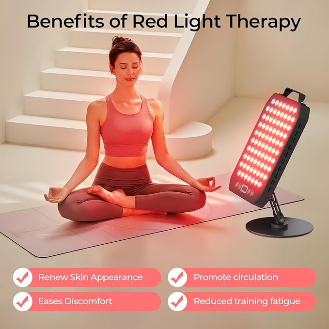 Red Light Therapy Panel for Face and Body, 78 LEDs Dual Chip 660nm Red Light & 850nm Near Infrared Light Device with Rotatable Stand and Magnetic Remote for Skin, Sleep, Athletic Performance