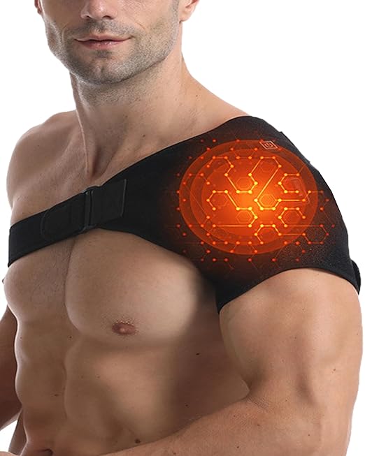 Shoulder Heating Pad - 3-Temperature USB Rechargeable, Adjustable Heat Wrap for Men & Women, Portable Cordless Shoulder Warmer(1 PCE Black) - Bloomnest