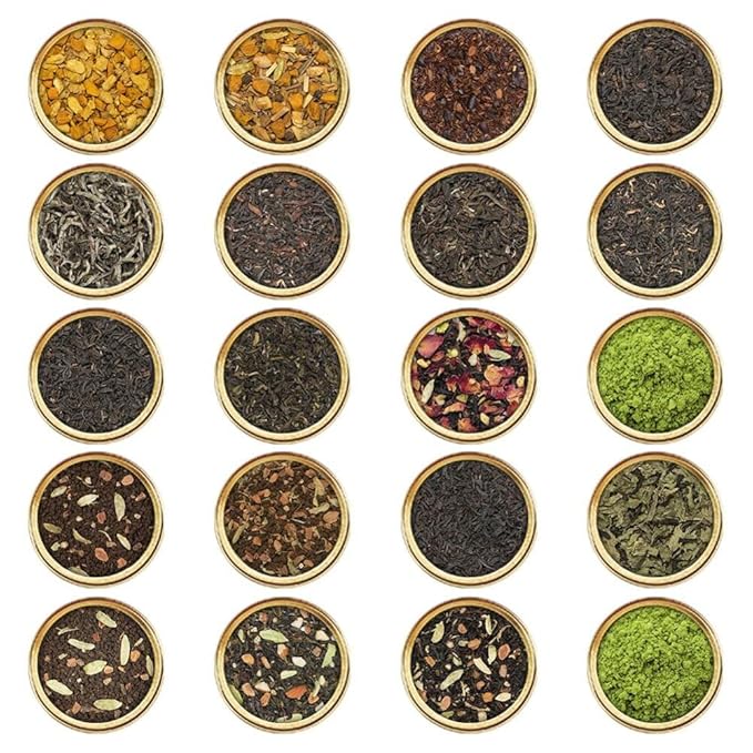 VAHDAM, World Top 20 Tea Sampler - Black, Green, Chai, Herbal & More | Assorted Loose Leaf Gift Set Variety Pack | Tea Gift Ideas for Women & Men - Bloomnest