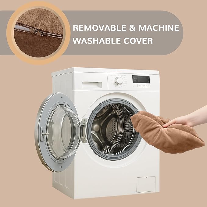 Codi Large Floor Pillow, Meditation Cushions for Adults with Thick Foam and Soft Tufted Covers, Washable Square Seating for Couch and Yoga Sitting, 22 × 22 × 5 Inch Coffee