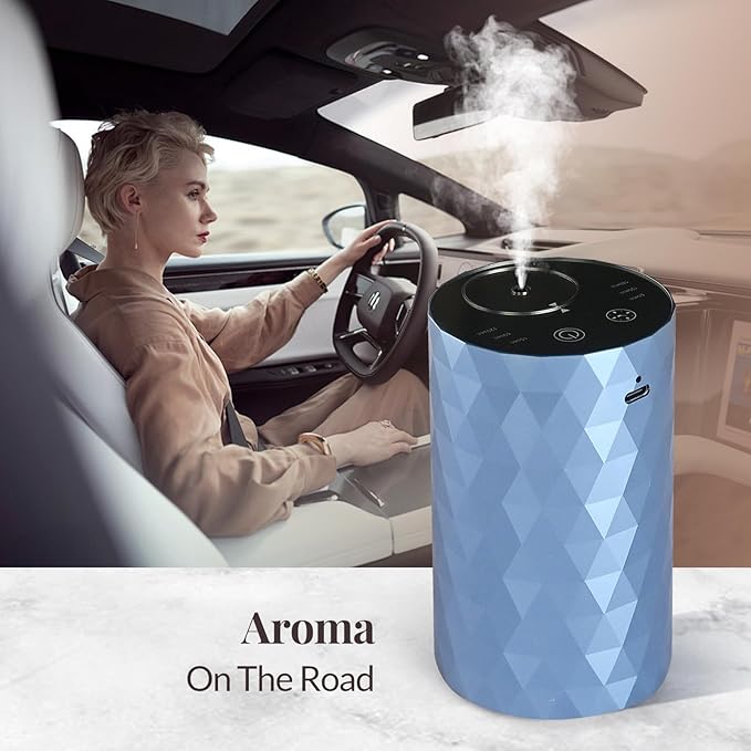 Waterless Diffuser for Essential Oil,Aromatherapy Air Scent Diffuser with 3 Mist Modes and 3 Countdown Timers,Mini Portable Scent Machine for Home,Room,Car,Office,Ice Blue - Bloomnest