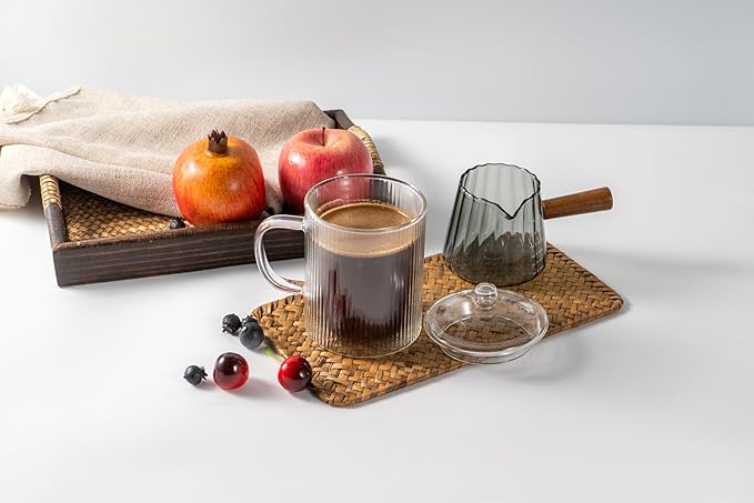 11OZ Double Walled Coffee Mugs Glass with Lid Handles,Cups for Latte,Hot Tea,Cappuccino, Mocha,Cocoa,Hot & Cold Beverages Glasses Heat Resistant Coffee Cups(CLEAR) - Bloomnest
