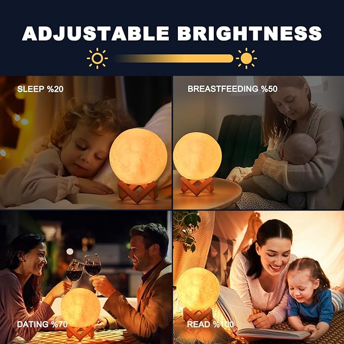 Moon Lamp Upgrade 18 Colors, Gifts for Girls Boys Kids Women Birthday, Teen Girl Gifts Trendy Stuff, Cool Astronomy Gifts, Shelf Decor, Remote & Touch Control Moon Night Light, Diameter 4.8 inch - Bloomnest