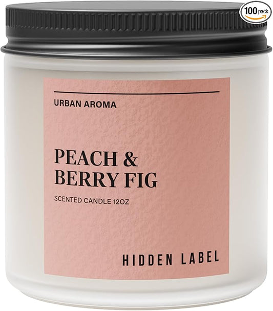 Hidden Label Peach & Berry Fig Soy Wax Candle, 12oz 2 Wick Natural Soy Non Toxic Candles, Clean Burning Long Lasting Aromatherapy for Home | Gifts,Premium Scents for Relaxation & Stress Relief,Gifts - Bloomnest