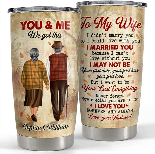 SANDJEST Personalized Couple Tumbler To My Wife You And Me 20oz 30oz Tumblers with Lid Gift for Couples Husband Wife Boyfriend Girlfriend Christmas Birthday Valentine Anniversary