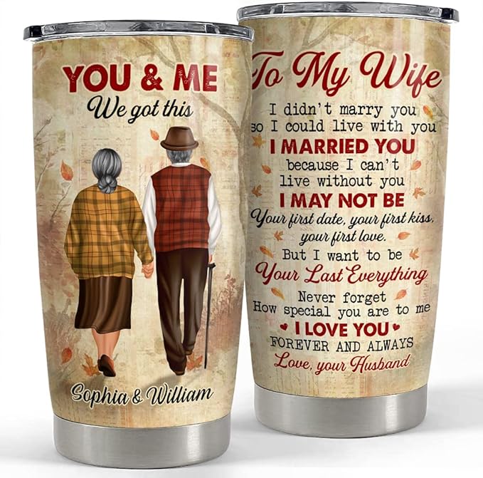 SANDJEST Personalized Couple Tumbler To My Wife You And Me 20oz 30oz Tumblers with Lid Gift for Couples Husband Wife Boyfriend Girlfriend Christmas Birthday Valentine Anniversary - Bloomnest