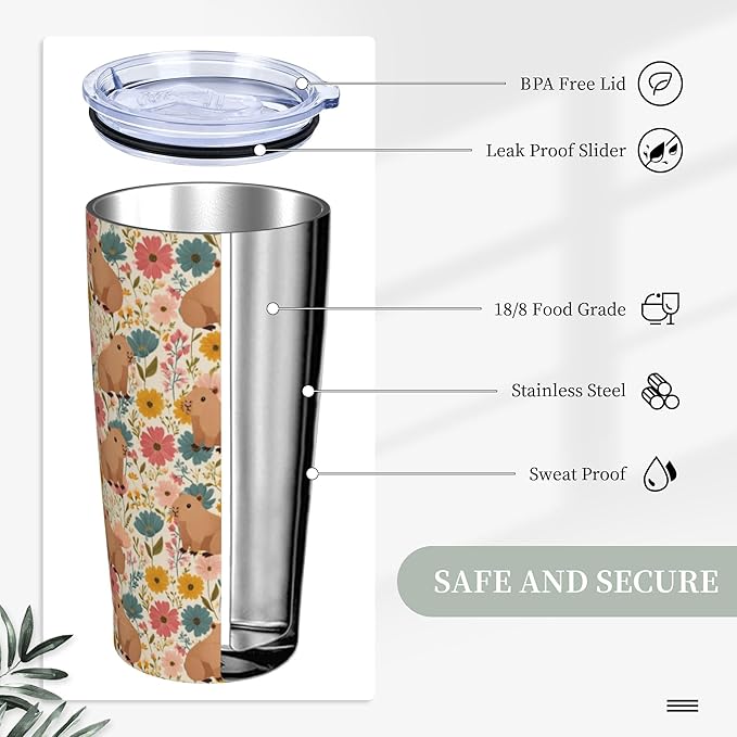 Tumbler with Lid and Straw 20 oz Stainless Steel Cup Insulated Tumbler Coffee Mug for Home Office or Car Christmas Birthday Gifts - Bloomnest