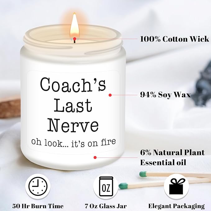 Homsolver Coach Gifts for Women & Men, Thank You, Appreciation, Christmas, Birthday Gift for Baseball Softball Volleyball Hockey Coaches,Coach's Last Nerve Scented Candle