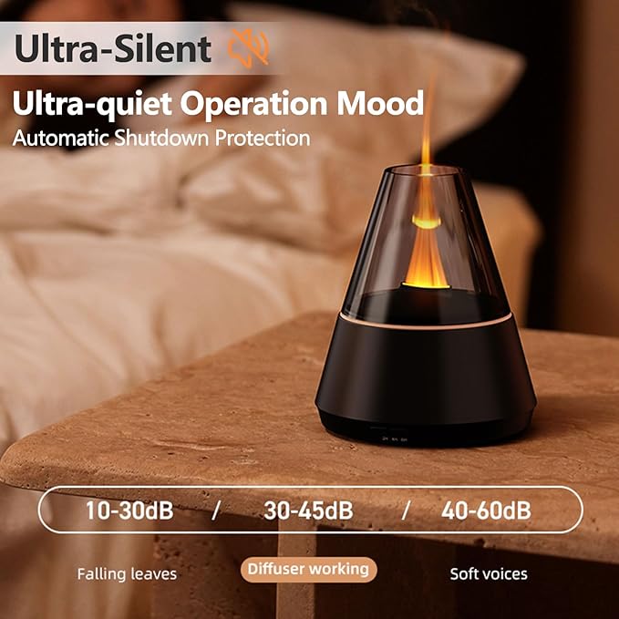 Flame Essential Oil Diffuser, Upgrade 7 Colour Lights Aromatherapy Diffuser, Oil Diffuser, Air Humidifier, Aroma Diffusers for Home, Bedroom, Office, Yoga, Timer & Waterless Auto Off - Bloomnest