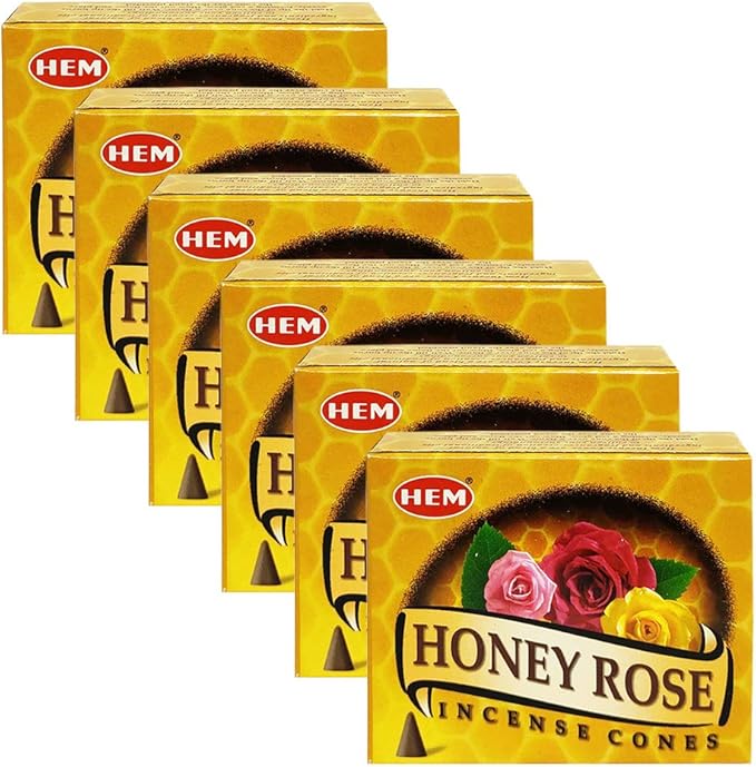 TRUMIRI Incense Cone Holder Bundle with Hem Honey Rose Incense Cones - Pack of 6 (Approx 60 Cones) TRUMIRI