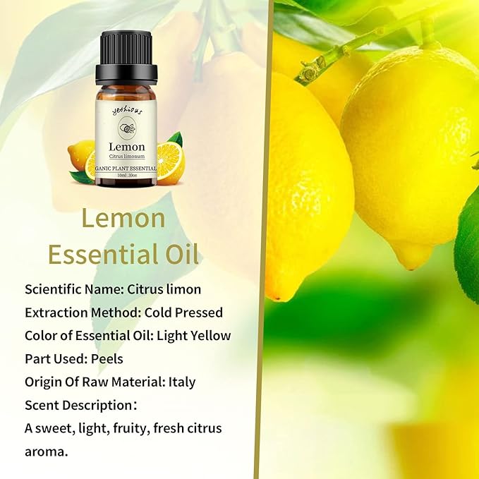 yethious Rose Lemon Essential Oils Set 2pcs*10ml 0.66oz 100% Organic Pure Aromatherapy Gift Oil Kit for Diffuser Rose Oil Essential Oil - Bloomnest