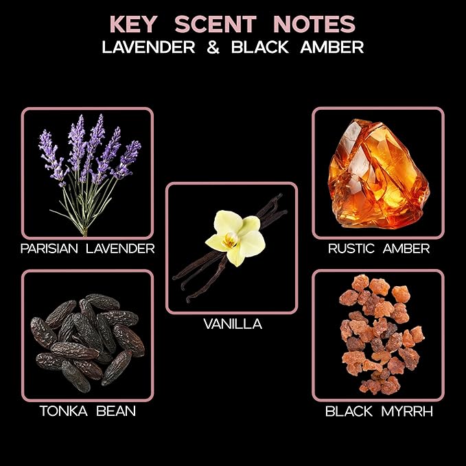 LOVSPA Lavender & Black Amber Diffuser Oil - Luxury Essential Oils for Diffuser Refill & Air Freshener Room Spray - Long-Lasting & Natural Home Fragrance, Scented Oil for Diffusers, USA Made, 4oz - Bloomnest