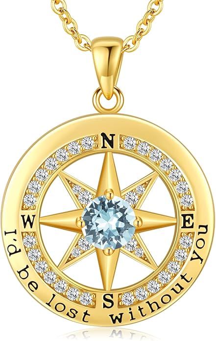S925 Necklace Gift for Wife |Compass Jewelry |Women Anniversary |Sterling Silver |Girlfriend Birthday Gifts for Her Valentines |I'd be Lost without You |Jewel 18K Gold - Bloomnest
