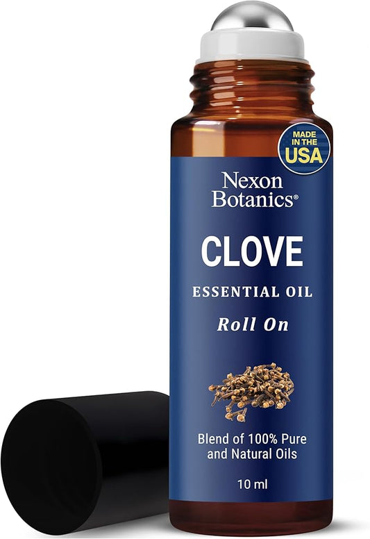 Clove Essential Oil Roll On 10 ml - Pre-Diluted Roller for Skin, Teeth & Aromatherapy - Ready to Use - Made from Pure Natural Oils - Nexon Botanics - Bloomnest