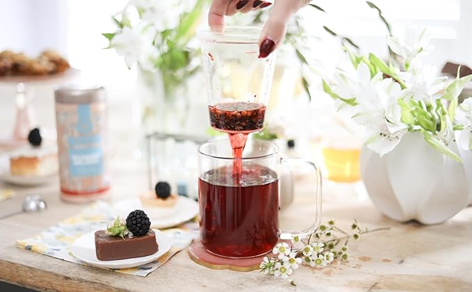 Teabloom Loose Tea Microdot Glass Mug with Lid – 12oz Single-Serve Borosilicate Glass Cup with Infuser for Hot and Cold Beverages - Bloomnest