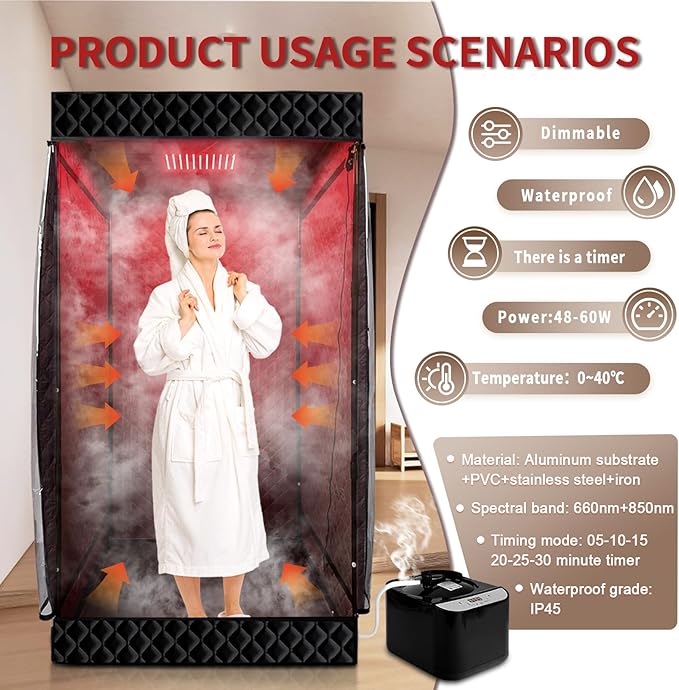 PEEKO Red Light Therapy for Body, Infrared Light Therapy Panel Lamp for Sauna Tent, 660nm and 850nm Near Infrared LED Red Lights Therapy Device at Home for Face and Body