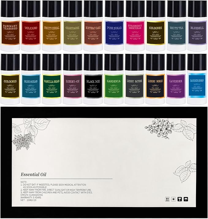 Car Air Freshener Refill Cologne Aromatherapy Oil 20 PCS, Essential Oils Mixed Fragrance Set for Car Diffusers (No Diffuser Included) - Bloomnest