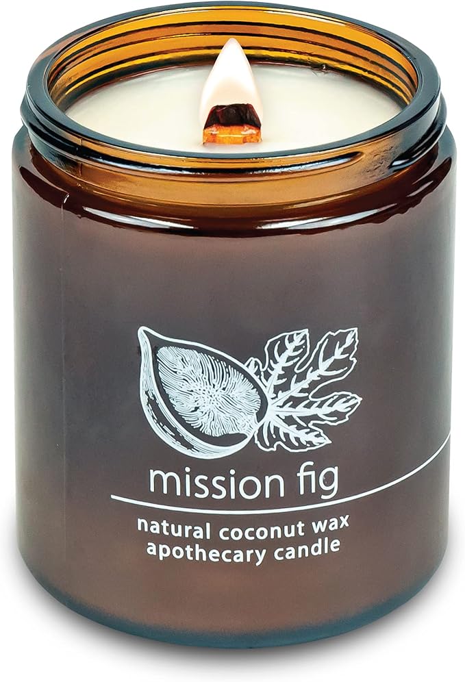Hemlock Park Crackling Wood Wick Candle Handcrafted with Natural Coconut Wax (Standard 8 oz, Mission Fig) - Bloomnest