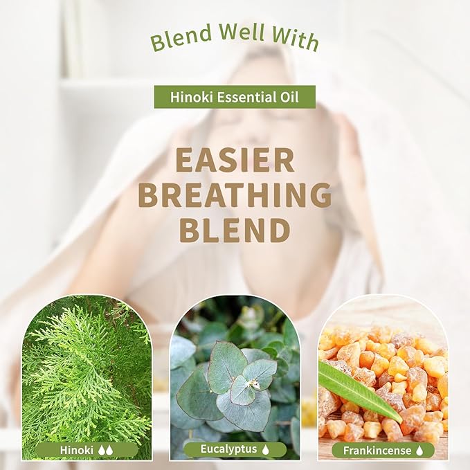 EUQEE Hinoki Essential Oil 118ml/4Fl Oz Pure Japanese Cypress Wood Oil Premium Natural Wood Scent Aromatherapy Oil with Glass Dropper for Meditation, Skincare, Diffuser, DIY Soap, Home Spa EUQEE
