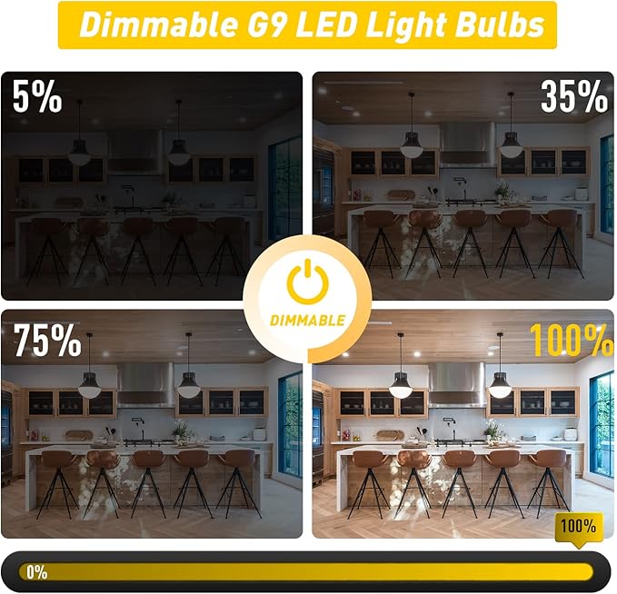Dimmable G9 Led Bulbs 3W 4000K Neutral White (G9 Halogen 20W 25W 30W Equivalent) AC120V 0-100% Dimming G9 Led Bulbs for Chandelier Ceiling Pendant Lighting, No Flicker, 4-Pack - Bloomnest