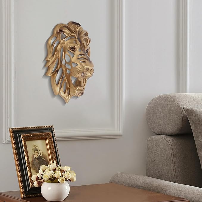 UITWMKTG Gold Animal Head Wall Decor Wall Sculpture Home Decor Statue for Living Room Office Bedroom Modern Decor for Men Women Lion - Bloomnest