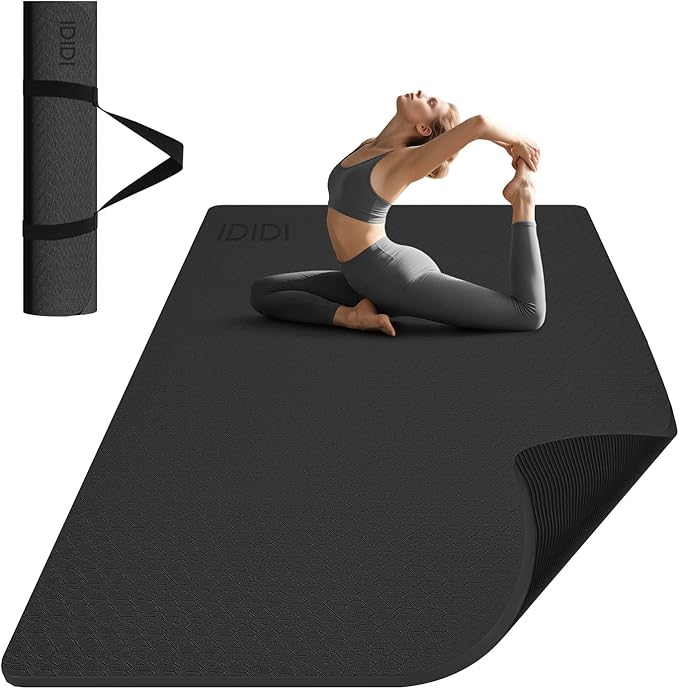 Large Yoga Mat (6'x 4') - Extra Long and Wide 72 x 48 inches, Non-Slip POE Fitness Mat, Eco-Friendly, Thick Wide Exercise Mat for Home Workouts,Ideal for Yoga and Pilates.