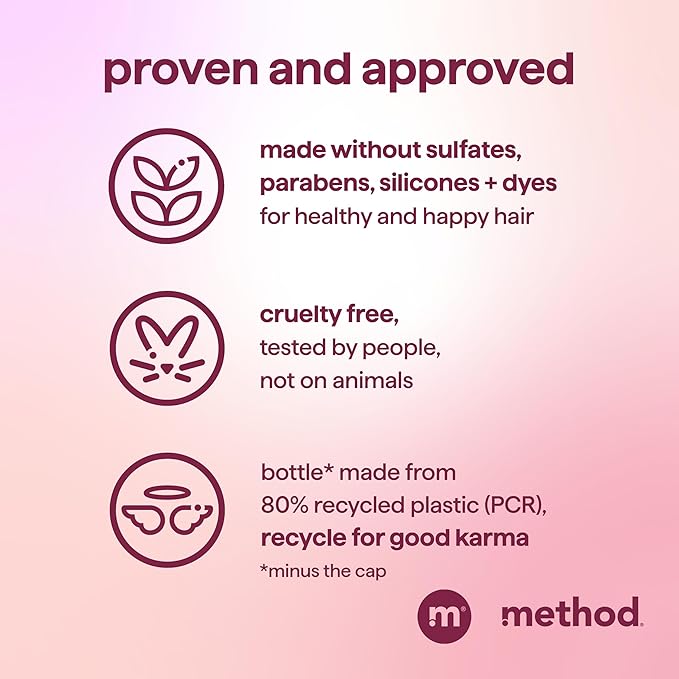 Method Volumizing Shampoo, Pure Peace with Rose, Peony, and Pink Sea Salt Scent Notes, Paraben and Sulfate Free, 14 oz (Pack of 1) - Bloomnest