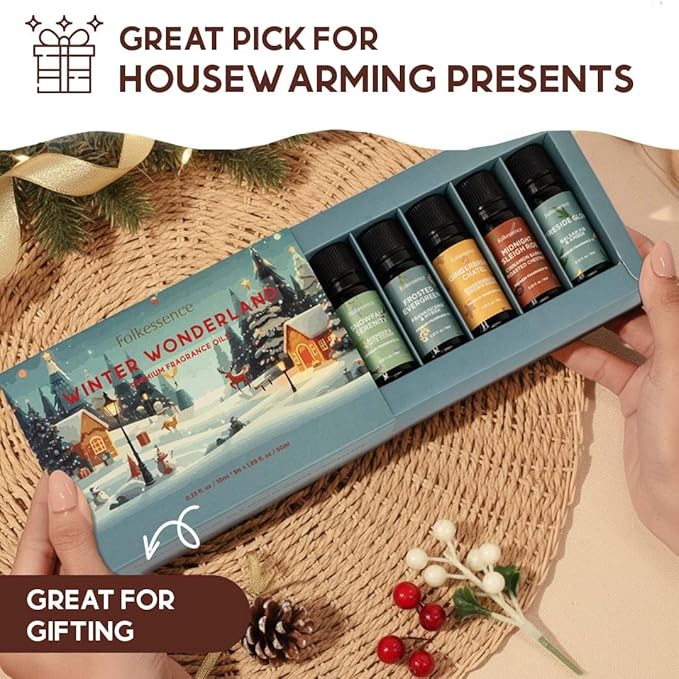 Folkulture Christmas Fragrance Oil | Pack of 3 Christmas Essential Oils Set | Scented for Diffusers | Christmas Gifts | Frankincense Cinnamon, Lavender – Winter Wonderland Themed - Bloomnest