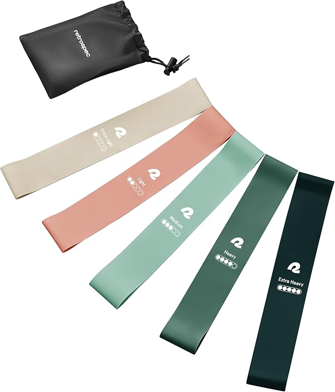 Retrospec Activate Resistance Loop Band Set for Working Out, Home Fitness, Toning, Stretching & Exercise - Lightweight & Portable for Men & Women - Bloomnest