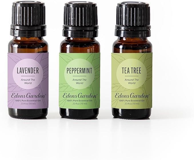 Edens Garden Essential Oils Around The World 3 Set – 100% Pure Therapeutic Grade Aromatherapy: Lavender, Peppermint & Tea Tree Oil for Diffusers & Home – No Fragrance & Undiluted, 10 ml/ 3 Pack - Bloomnest