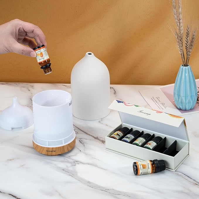 Essential Oils Set-Top 6 Organic Blends for Diffusers, Candle Making, Aromatherapy, Humidifiers, Gifts - Grape,Lemon,Mango,Bergamot,Plneapple,Peach(6X10ML) - Bloomnest