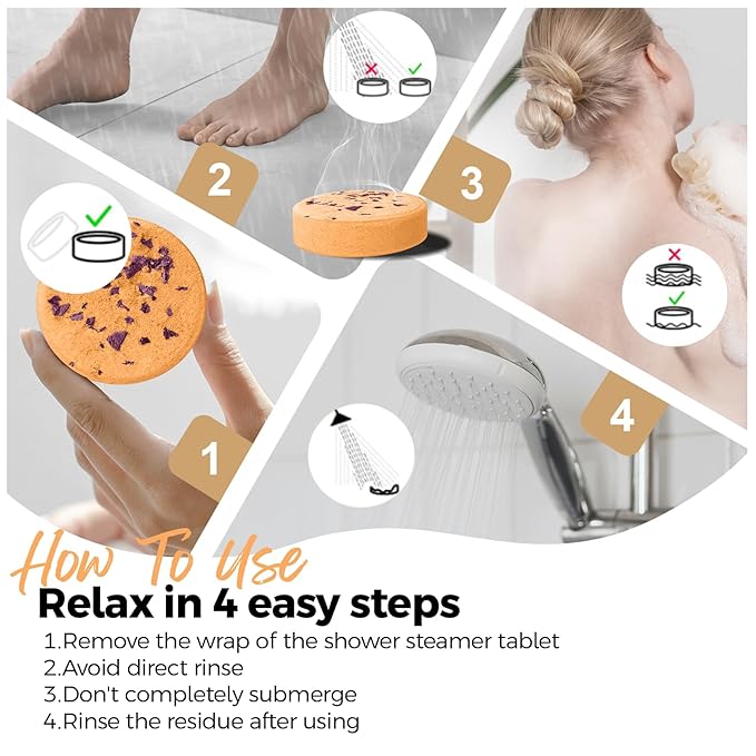 Shower Steamers Aromatherapy Birthday Gifts for Women Travel Essentials, 8 Pcs Orange, Bath Bombs Shower Bombs with Natural Essential Oils, Relaxation Home SPA - Bloomnest