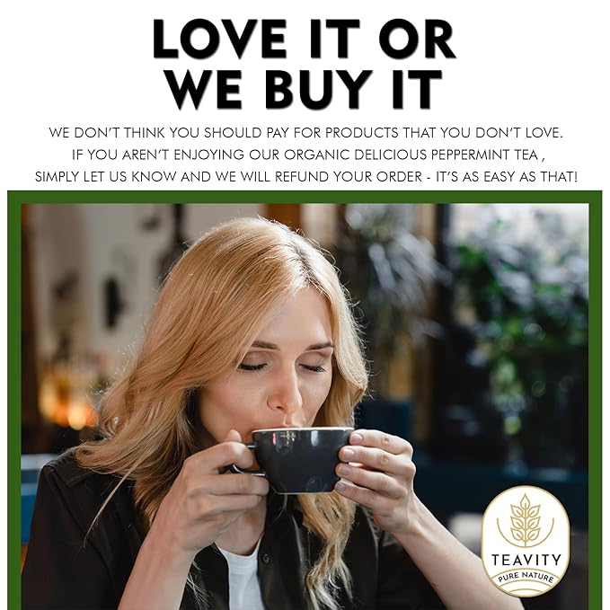 Organic Peppermint Tea Pods for Keurig - Decaf Tea by Teavity (12 Tea Pods) - Bloomnest