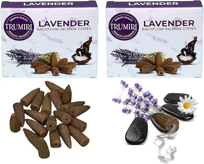 Lavender Backflow Incense - 20 Cones, Dual Pack, Waterfall Effect TRUMIRI