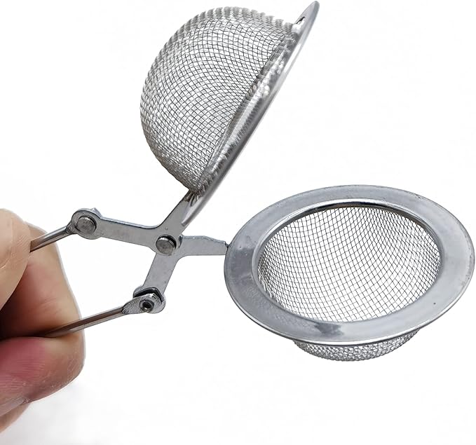 TIHOOD 10PCS Snap Tea Infuser,Stainless Steel Mesh Ball Tea Strainer with Handle for Loose Tea Leaf Pincer Tea Ball Tea Filter Tong - Bloomnest