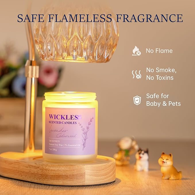 Lavender Cedarwood Wickless Candle for Candle Warmer Lamp with 10ml Essential Oil for Custom Aroma, Flameless Non-Toxic Soy Scented Candle for Home, Christmas Holiday or Birthday Gift for Women & Men - Bloomnest