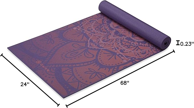 Gaiam Yoga Mat - Premium 6mm Print Extra Thick Non Slip Exercise & Fitness Mat for All Types of Yoga, Pilates & Floor Workouts (68"L x 24"W x 6mm Thick) - Bloomnest