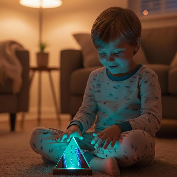 Handmade 3D Ocean Resin Lamp, Epoxy Ocean Night Light with Wooden Base, LED Color Changing Table Lamp, USB Powered Dragons Decor, Unique Ocean Gift for Bedroom & Home Office (Shark) - Bloomnest