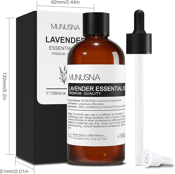 Lavender Essential Oil, Pure & Natural Lavender Oil 100ML, Premium Grade Essential Oils for Hair, Body, Skin, Aromatherapy Diffuser, Meditation, Massage, Home, Candle, Soap, Bath Bombs Making - Bloomnest