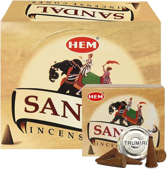 Sandal Incense Cones and Cone Incense Burner Bundle Insence Insense Hem Incense TRUMIRI