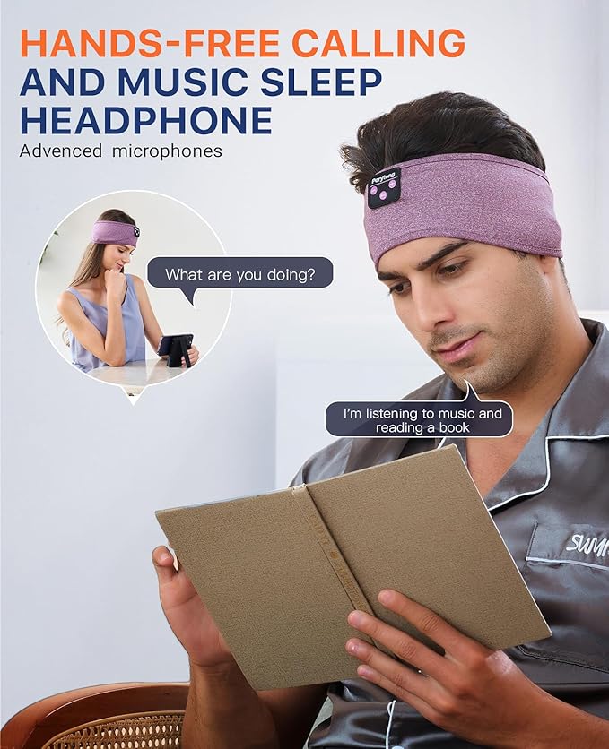 Perytong Sleeping Headphones, Bluetooth Headband, Soft Comfortable Headphones for Sleeping, Nap, Relaxation, Meditation, Yoga, Running, Jogging, Cool Tech Gifts for Women Men - Bloomnest